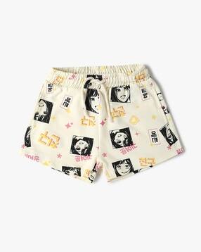 Girls Graphic Print Regular Fit Cotton Shorts-image-5