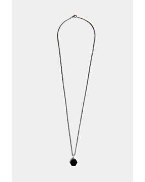 Men Hexagon Pendant Silver Toned Chain