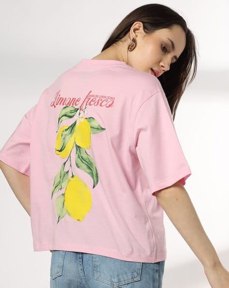 DNMX Women Graphic Print Boxy Fit Crew-Neck T-Shirt