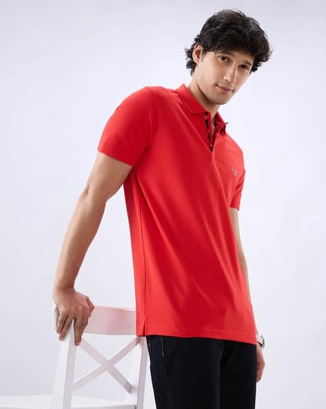 SPYKAR Men Typographic Print Slim Fit Polo T-Shirt