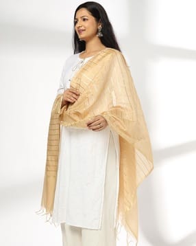 avaasa mix n' match Women Striped Dupatta with Tassels-picture-37