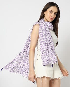yousta Women Printed Scarf with Tassels-picture-13
