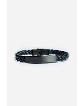 men braided bracelet with metal accent