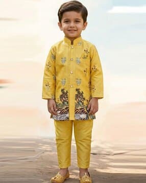 Boys Printed Sherwani Set-image-11