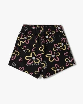 Girls Floral Print Regular Fit Cotton Shorts-image-17