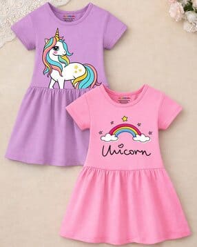 trampoline Girls Pack of 2 Typographic Print A-Line Dresses-picture-24