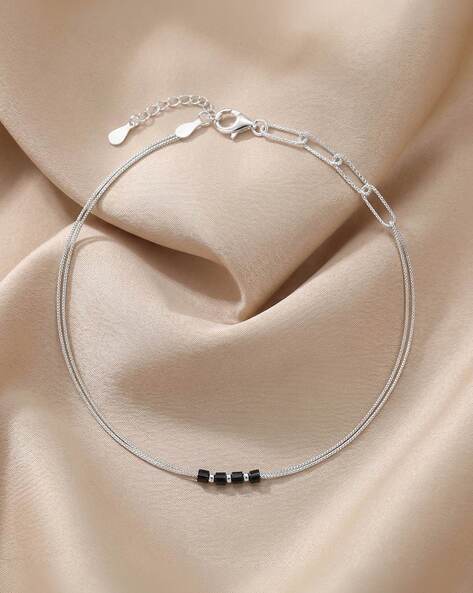 Touch925 Women Sterling Silver Asymmetrical Anklet
