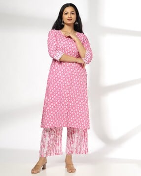 avaasa mix n' match Women Floral Print Straight Kurta with Palazzos-picture-13