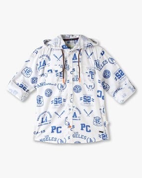 point cove Boys Typographic Print Relaxed Fit Hooded Shirt-picture-12