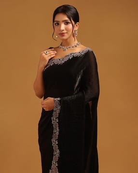 soch Fendy Organza Solid Sarees With Stone Work-picture-13