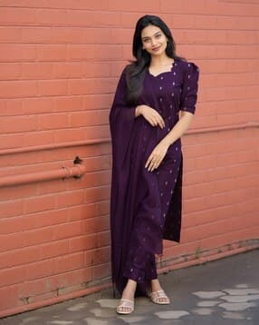 aaghnya fashion Women Printed Straight Kurta Set with Dupatta-picture-22