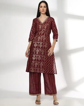 avaasa set Women Floral Print Straight Kurta with Palazzos-picture-23