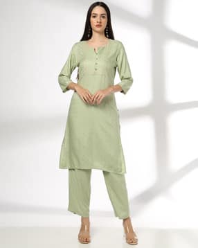 avaasa mix n' match Women Foil Print Straight Kurta with Pants-picture-11