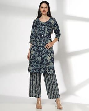 Women Floral Print Straight Kurta with Palazzos-image-24