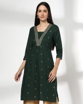 avaasa mix n' match Women Embroidered Straight Kurta-picture-31