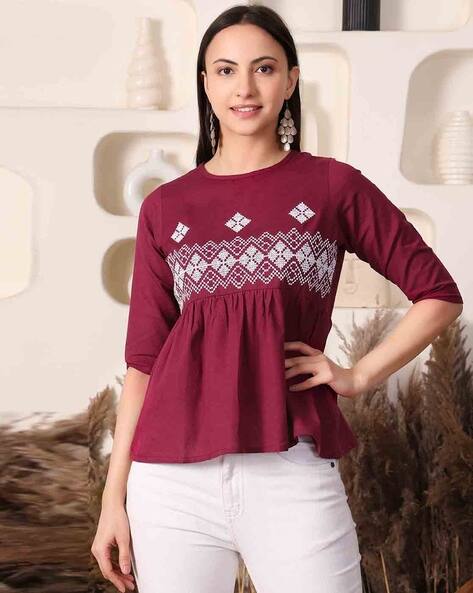 Nyrika Women Embroidered Relaxef Fit Top
