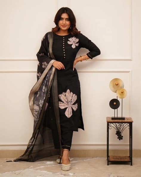 FABNEX Women Floral Print Straight Kurta Set