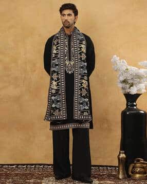 jompers Men Embroidered Regular Fit Kurta with Pyjamas & Dupatta Set-picture-12