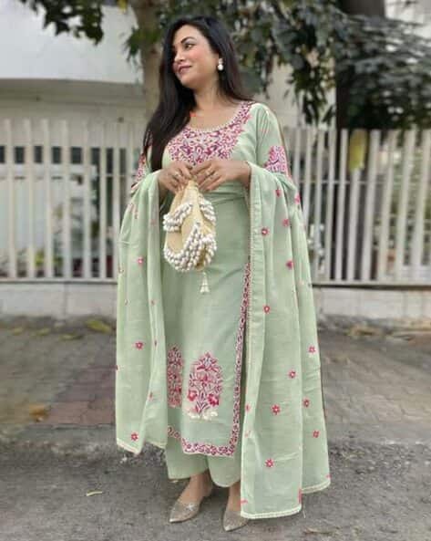 ANNI DESIGNER Women Embroidered Straight Kurta Set with Dupatta