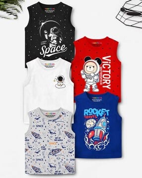 trampoline Boys Pack of 5 Graphic Print Round-Neck T-Shirts-picture-24