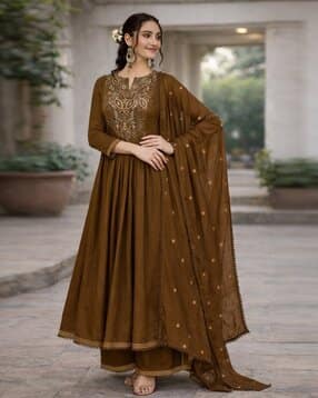nyrika Women Embroidered Anarkali Kurta Suit Set-picture-40