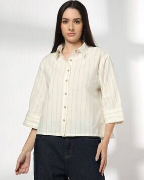 dnmx Women Stripes Crop Fit Shirt-picture-25