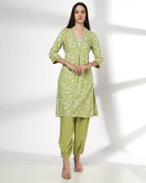 avaasa mix n' match Women Floral Print Straight Kurta Set-picture-18