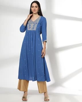avaasa mix n' match Women Embroidered A-Line Kurta-picture-22
