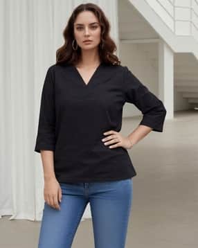 indie picks Women Relaxed Fit V-Neck Top-picture-26