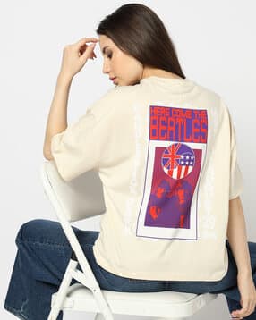 yousta Women The Beatles Graphic Print Boxy Fit Crew-Neck T-Shirt-picture-37