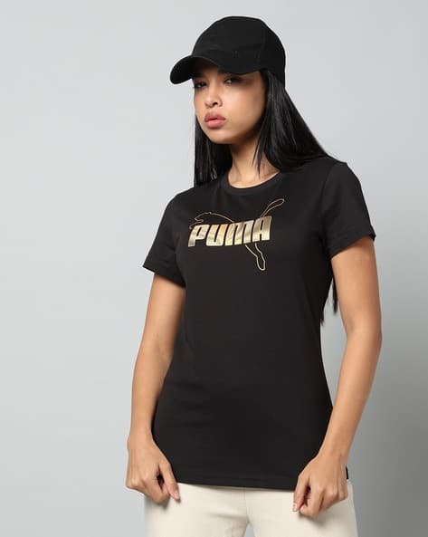 Puma Women Essential Logo Lab Regular Fit Round-Neck T-Shirt