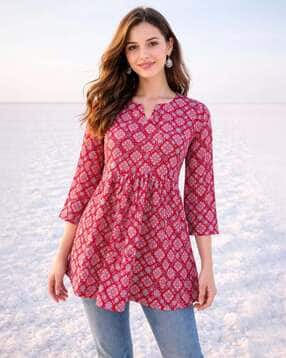 indie picks Ajrak Print Flared Kurti-picture-50