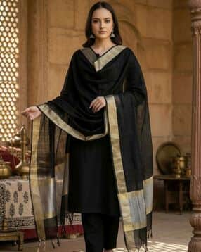 indie picks Banarasi Silk Dupatta with Zari Weaving-picture-52