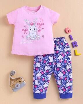 bumzee Girls Printed T-Shirt & Pyjamas Set-picture-46
