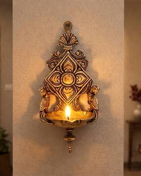Decorative Brass Hanging Diya for Aarti-image-15