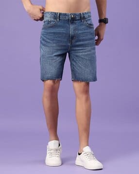 v-mart Men Regular Fit Mid-Rise Denim Shorts-picture-10