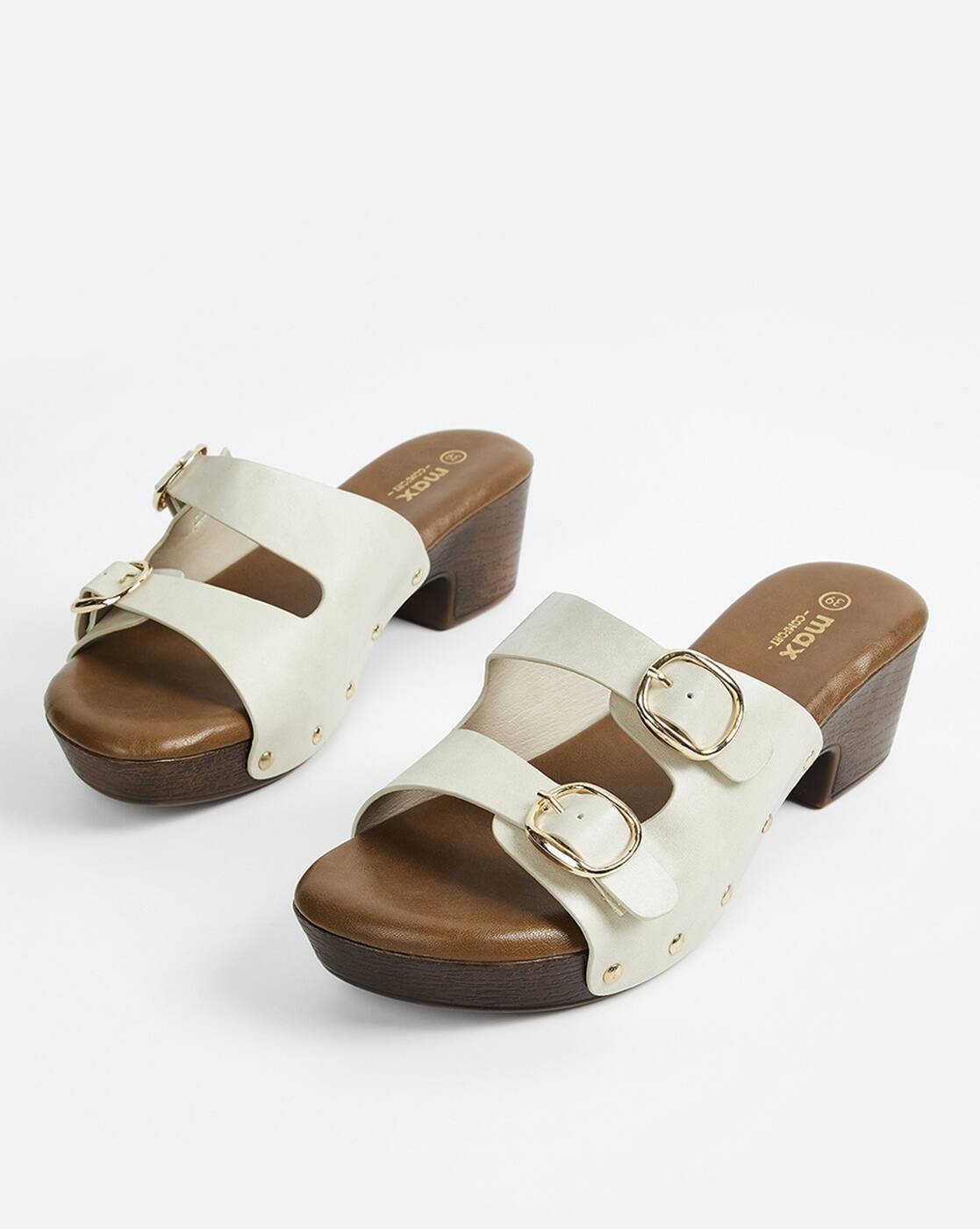 Buy Cream Heeled Sandals for Women by MAX Online | Ajio.com