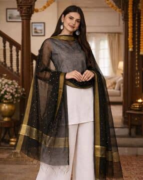 indie picks Banarasi Silk Dupatta with Zari Weaving-picture-12