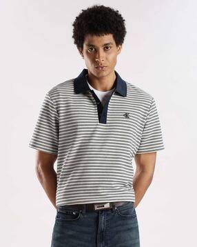 men striped relaxed fit polo t-shirt