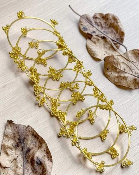 Oomph Women Set of 8 Gold-Plated Beaded Bangles