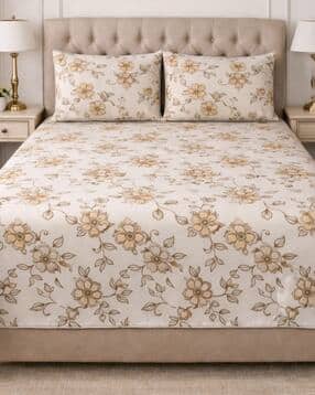 mafatlal Floral Print Single Bedsheet with Pillow Cover-picture-50
