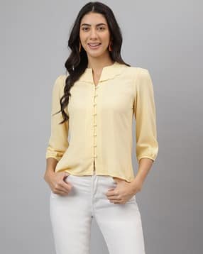 latin quarters Women Relaxed Fit Shirt with Scalloped Collar-picture-16