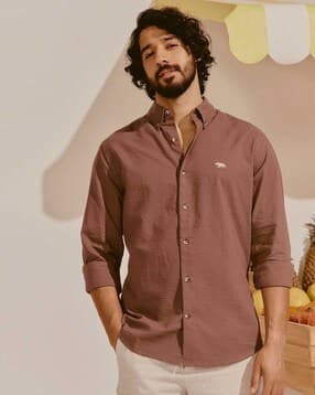 andamen Men Pure Cotton Seersucker Regular Fit Shirt-picture-12