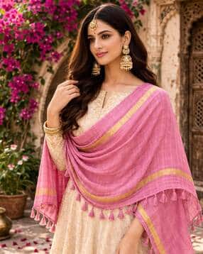 indie picks Banarasi Silk Dupatta with Zari Weaving-picture-31