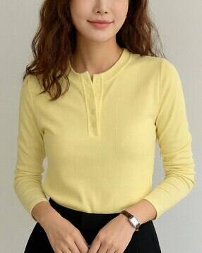 buda jeans co Women Ribbed Henley T-Shirt-picture-16