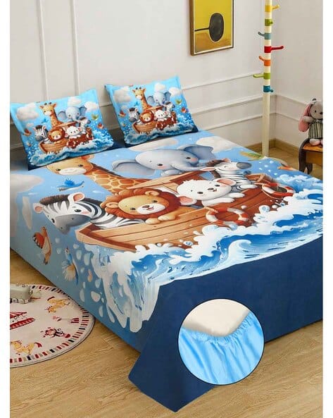KLOTTHE Animal Print King-Size Bedsheet with Pillow Covers