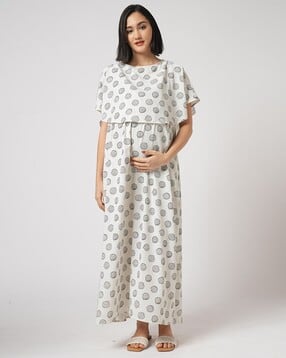 mystere paris Women Printed Fit & Flare Maternity Dress-picture-39