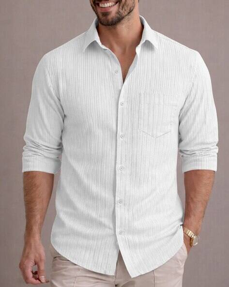 EYEBOGLER Men Ribbed Regular Fit Shirt