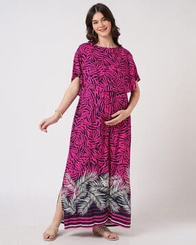 mystere paris Women Printed Fit & Flare Maternity Dress-picture-2