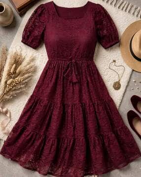 revangi Women Square-Neck Fit & Flare Dress-picture-37
